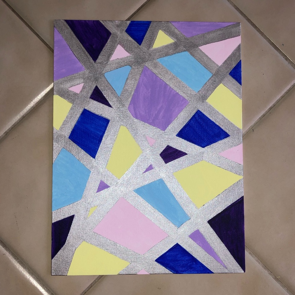 Geometric pastel canvas painting